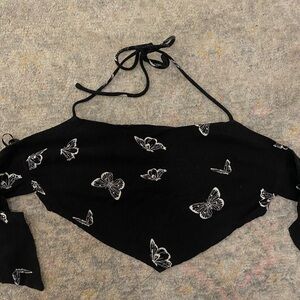 Black tie back tank top